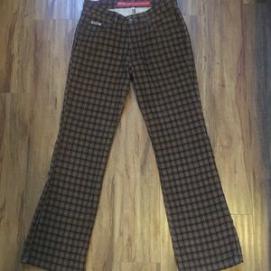 Revolt High Rise Corduroy Brown Fit and Flare Plaid Pants